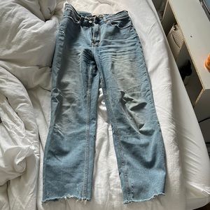 Abercrombie light wash curve love ultra high rise ankle straight jean